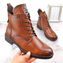 Fűzős és cipzáras csizma Potocki W WOL171C barna 1