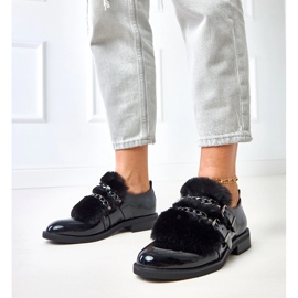 Fekete női cipő Sarol szőrmel 1