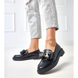 Fekete cipők íj és teriwa mackóval 2