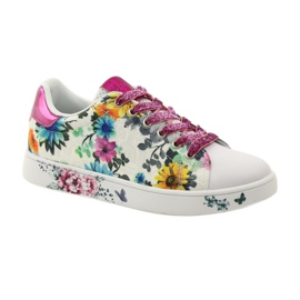 American Club Virágos amerikai tornacipő bőr berakással rózsaszín sokszínű sárga kék fehér 1