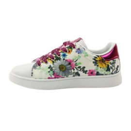 American Club Virágos amerikai tornacipő bőr berakással rózsaszín sokszínű sárga kék fehér 2