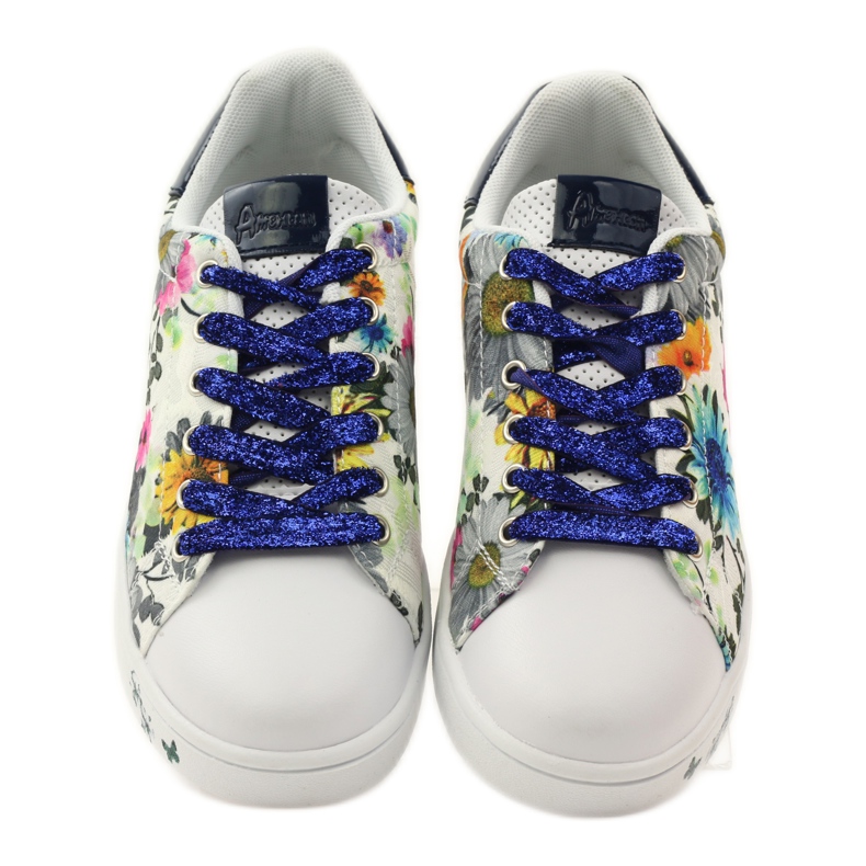 American Club Virágos amerikai tornacipő bőr berakással sötétkék rózsaszín fehér 4 American Club Virágos amerikai tornacipő bőr berakással sötétkék rózsaszín fehér 4