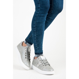 Ezüst kötős tornacipő szürke 2