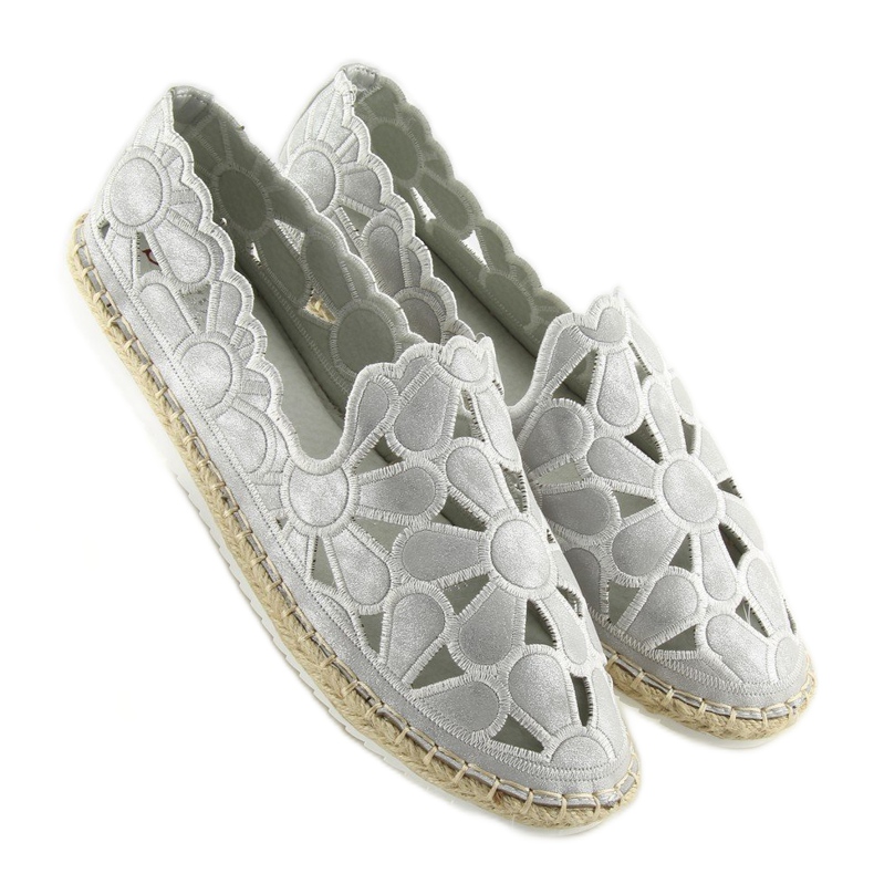 Női ezüst áttört espadrillák LT86 Silver szürke 1