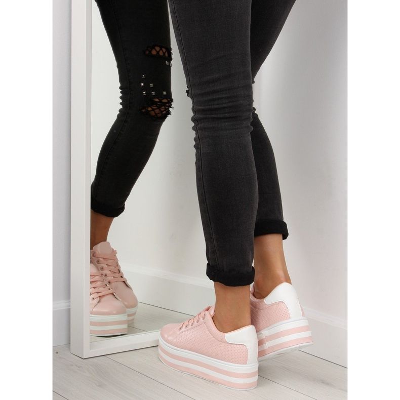 Rózsaszín rózsaszín tornacipő magas talpon 2