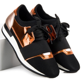 Divatos sportcipő fekete sárga 1