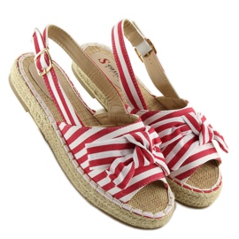 Piros csíkos espadrill szandál 1