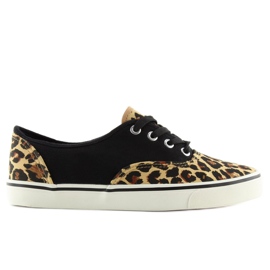 Fűzős tornacipő K-75 Barna / leop fekete 1