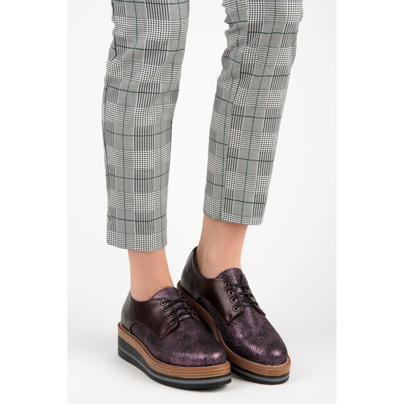 Kylie Stílusos bordó ék alakú cipő piros 1