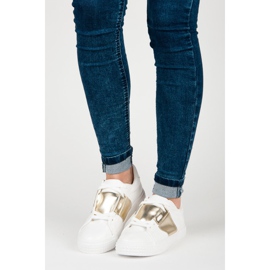 Fehér, divatos sportcipő sárga 1