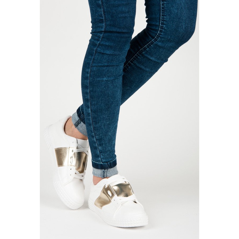 Fehér, divatos sportcipő sárga 2