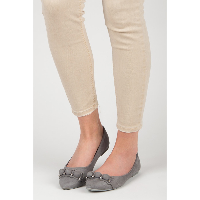 Seastar V-nyakú velúr balerinák szürke 1
