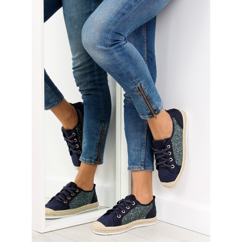 Sötétkék fűzős espadrilles tornacipő B-140 DK.BLUE 1
