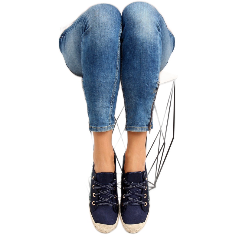 Sötétkék fűzős espadrilles tornacipő B-140 DK.BLUE 2