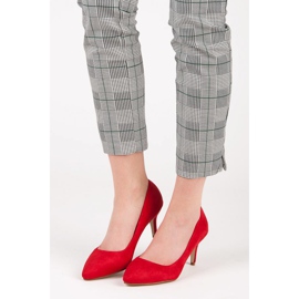 Velúr magas sarkú pumpák piros 1