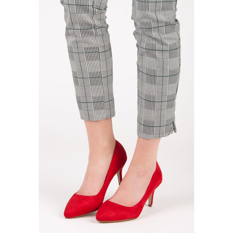 Velúr magas sarkú pumpák piros 1
