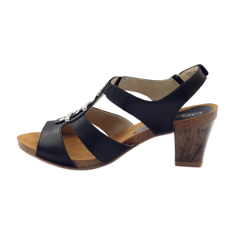 Tépőzáras Caprice fekete női szandál 2