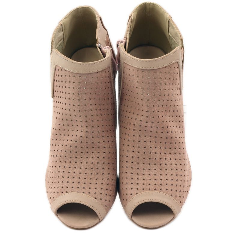 M.Daszyński Áttört csizma Daszyński bőrbetéttel rózsaszín 4