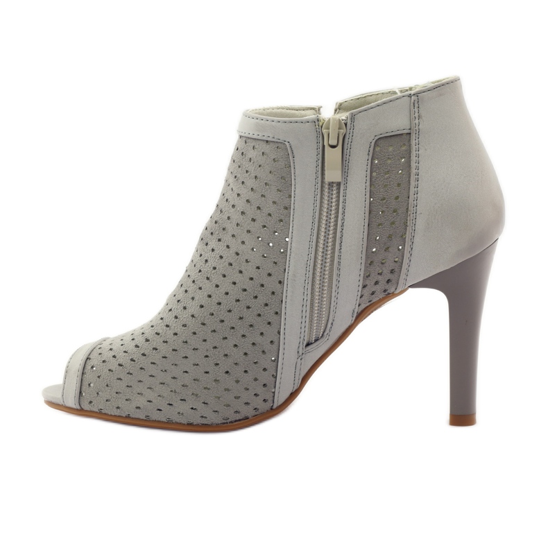 M.Daszyński Áttört csizma Daszyński bőrbetéttel szürke 2