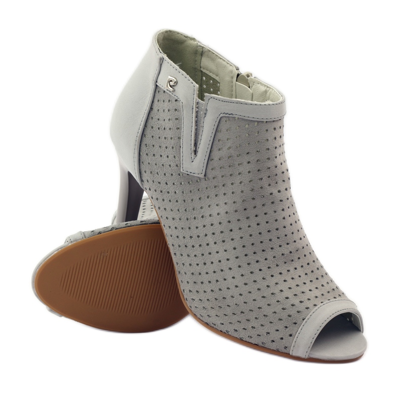 M.Daszyński Áttört csizma Daszyński bőrbetéttel szürke 3