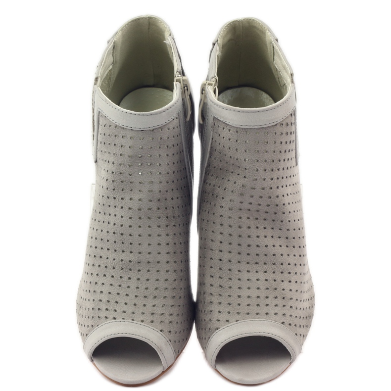 M.Daszyński Áttört csizma Daszyński bőrbetéttel szürke 4