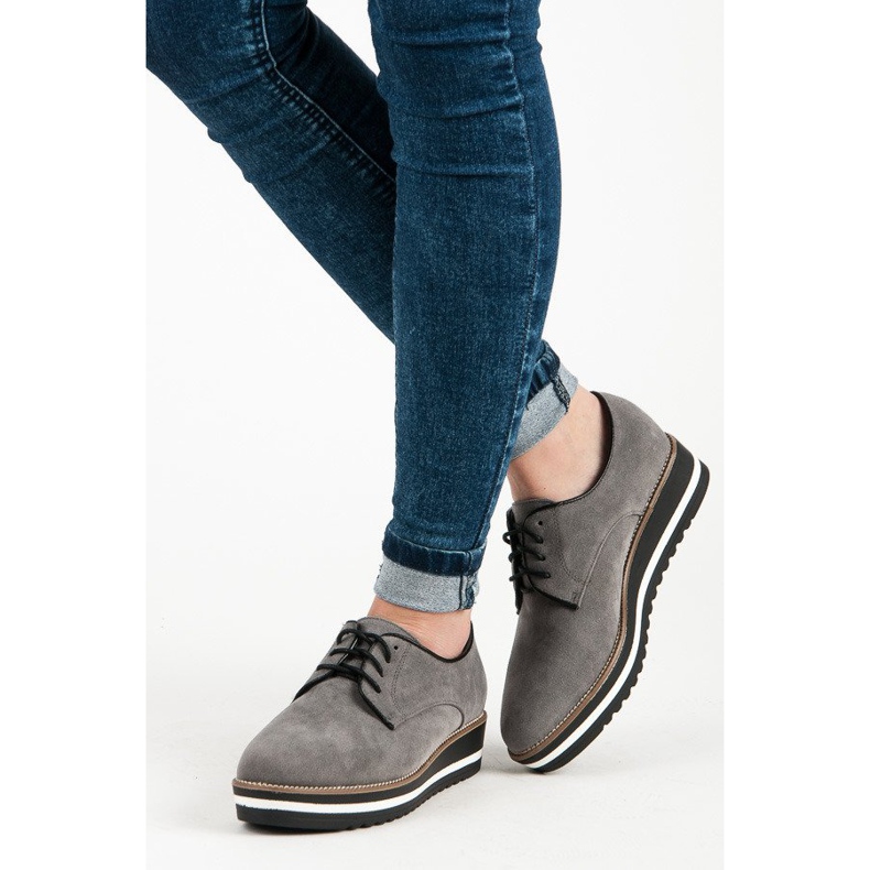 Ch. Creation Velúr fűzős csizma szürke 2