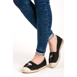Bestelle Fekete espadrillák flamingóval 2 Bestelle Fekete espadrillák flamingóval 2