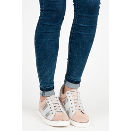 Kylie Kötött divatos tornacipők rózsaszín szürke 1