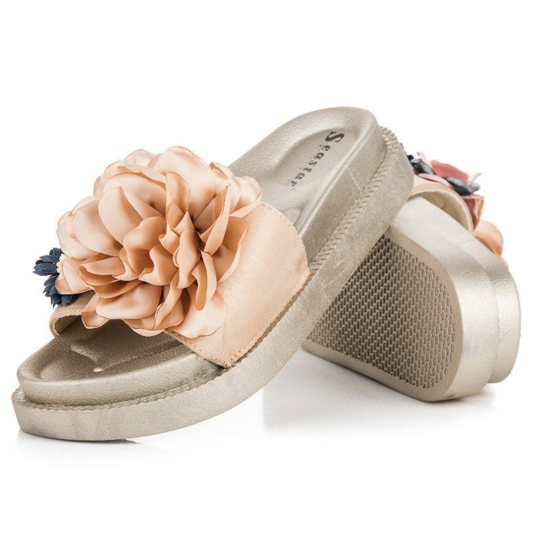 Seastar Virágos női papucs sárga 2