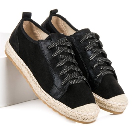 Seastar Fűzős velúr espadrillák fekete 2 Seastar Fűzős velúr espadrillák fekete 2