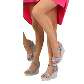 Szandálok, espadrillák ékeken, kék 6823 Kék 1