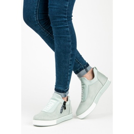 Ideal Shoes Zöld velúr tornacipő 2