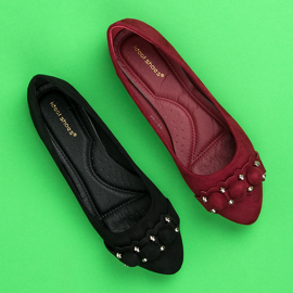 Ideal Shoes Stílusos fekete balerinák 1