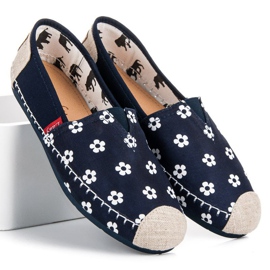 L. Day Navy Espadrilles Virágokban kék 1