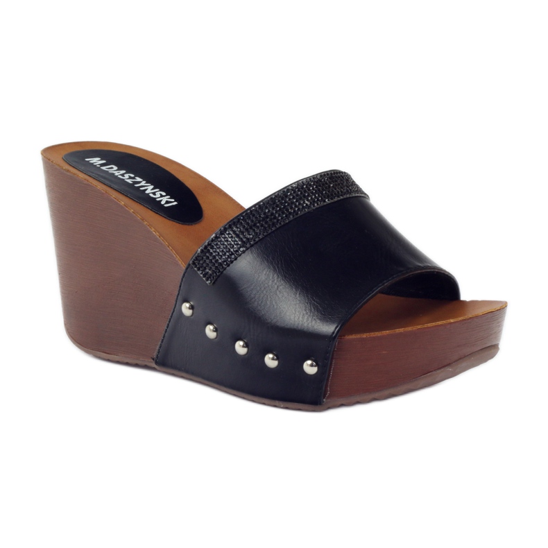 M.Daszyński Daszyński ék papucs köbös cirkónium -dioxiddal fekete 1