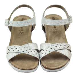 Bőr szandál Inblu 038 ezüst betét szürke 4