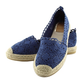 Sötétkék csipke espadrilles BB11 farmer 1