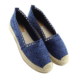 Sötétkék csipke espadrilles BB11 farmer 2