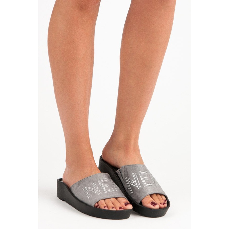 Szürke velúr vinceza papucs 1