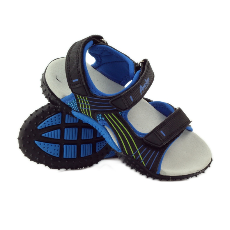 American Club Szandál amerikai 5261-es bőrbetéttel fekete kék zöld 3