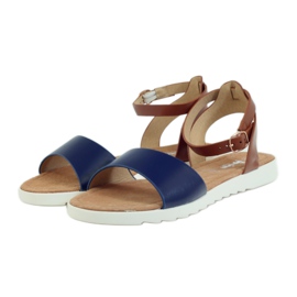 American Club Amerikai 170621-es bőr talpbetétes szandál barna sötétkék 3