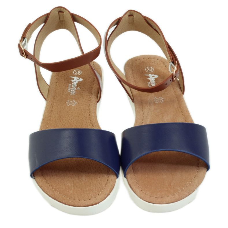 American Club Amerikai 170621-es bőr talpbetétes szandál barna sötétkék 4