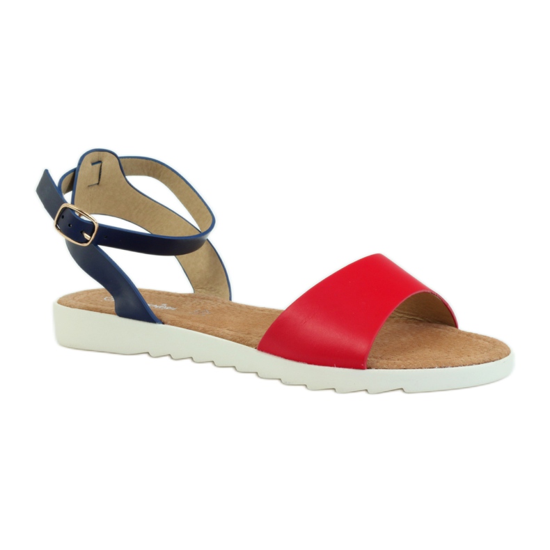 American Club Amerikai 170621-es bőr talpbetétes szandál piros sötétkék 1