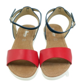 American Club Amerikai 170621-es bőr talpbetétes szandál piros sötétkék 3