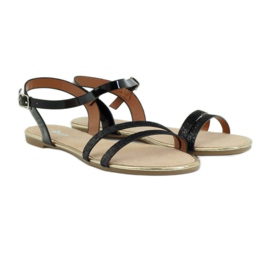 American Club Fekete amerikai 052 csillogó szandál 3