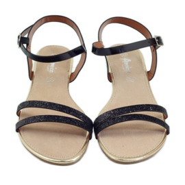 American Club Fekete amerikai 052 csillogó szandál 4