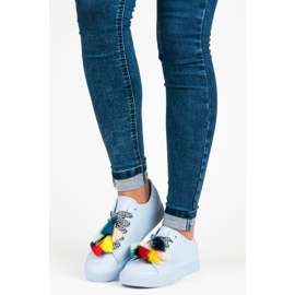 Ideal Shoes Kék tornacipő rojtokkal 1