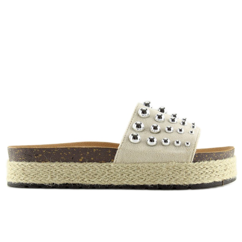 Papucs espadrill bézs S03 szegecsekkel 2