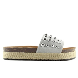 Papucs espadrill szürke szegecsekkel S03 szürke 2