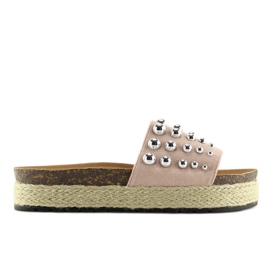 Papucs espadrill rózsaszín szegecsekkel S03 rózsaszín 2